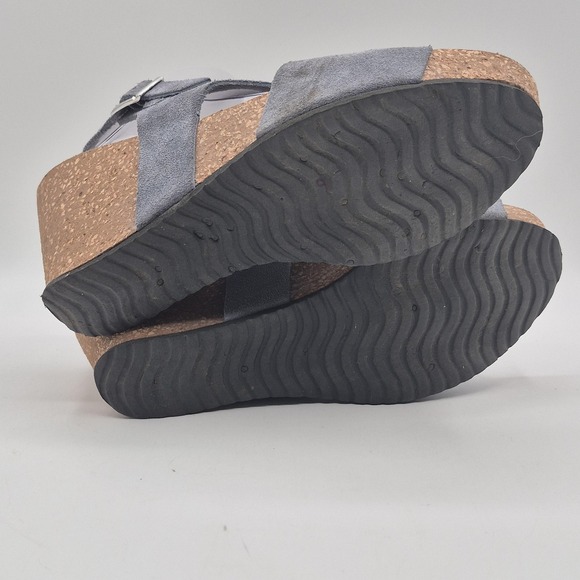 A. Giannetti Shoes Womens Size‎ 8 38 Gray Suede Leather Wedge Sandals Made Italy - Picture 8 of 13